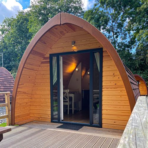 Wooden glamping pod