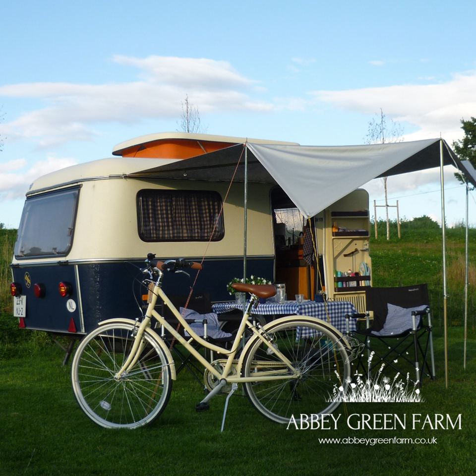 Vintage caravan with awning