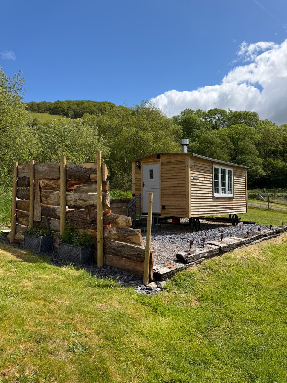 Shepherd's hut in its field