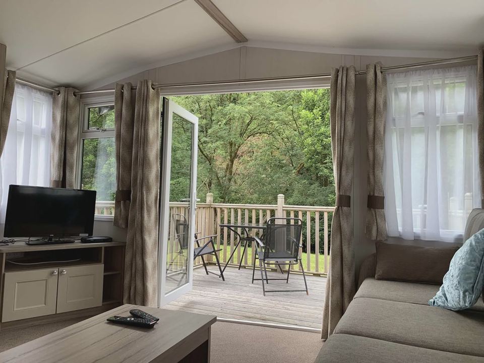 Inside a caravan lounge