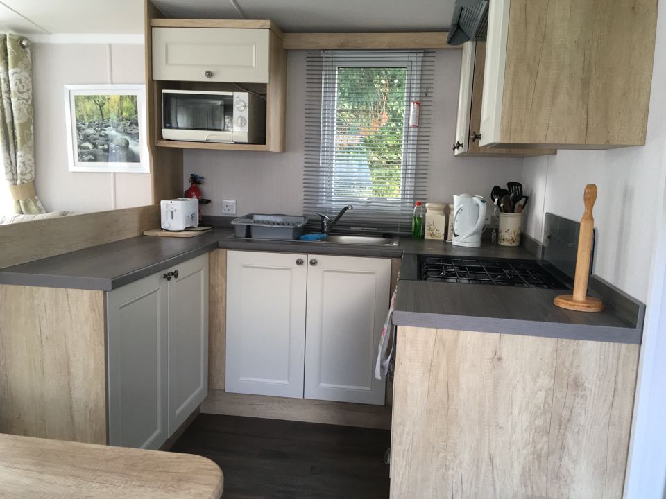 Kitchen in a hire caravan