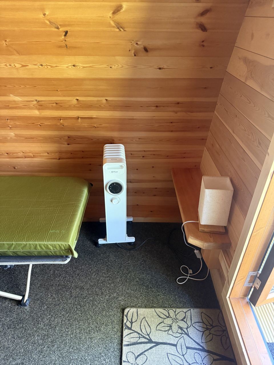 Inside a camping pod