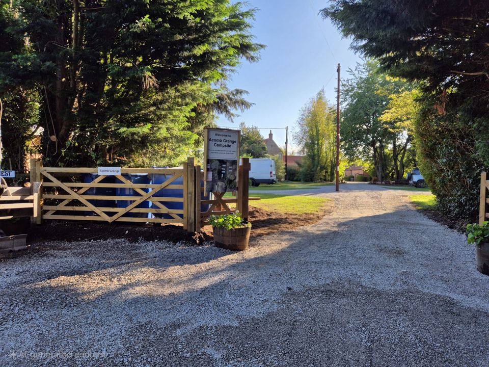 Entrance gate and gravel drive