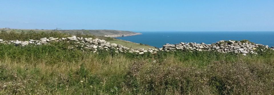Sea view over a dry-stone wall