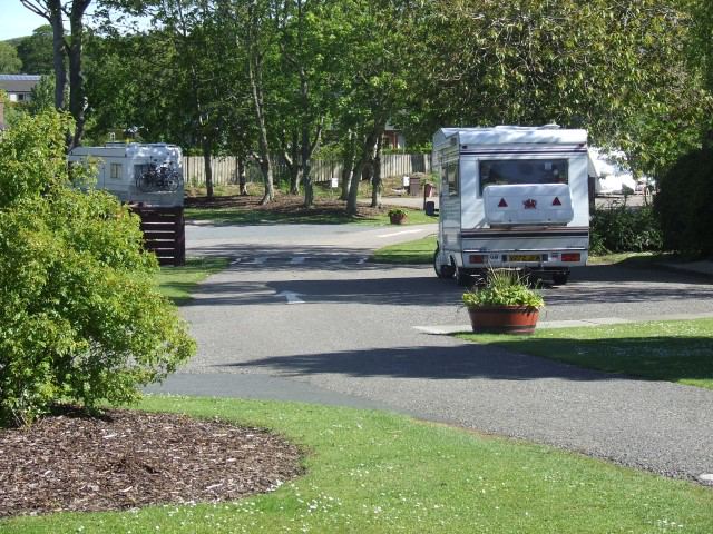 Motorhome on the site road