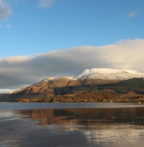 Snowy Ben Cruachan across the loch