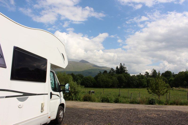Motorhome with mountain view