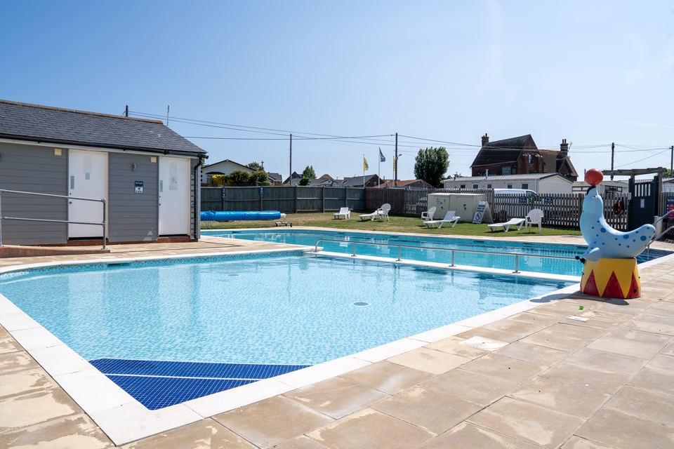 Outdoor pool and changing block