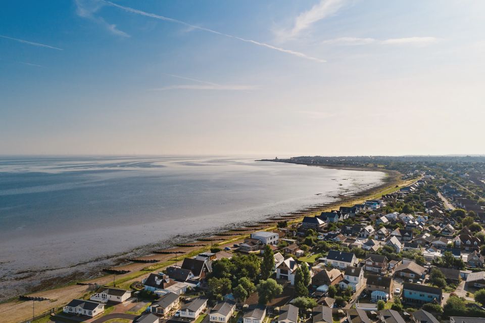 Aerial view of park and coast