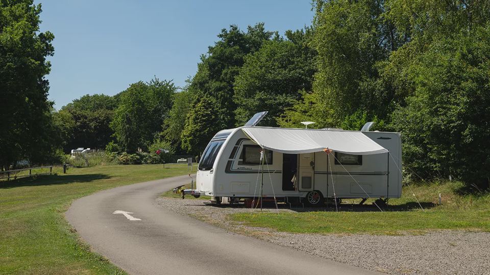 Caravan beside the site road