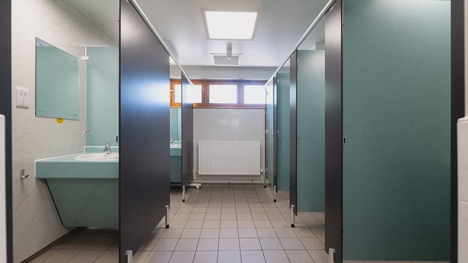 Toilet and shower block inside