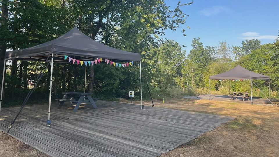 Gazebos on a decked area