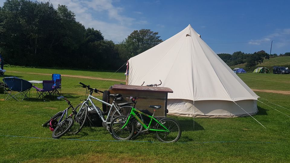 Bell tent on a grass pitch
