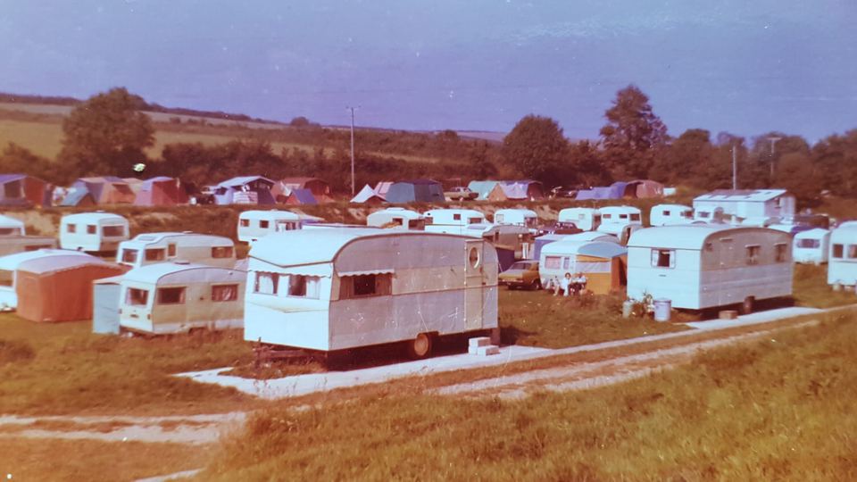 Historic caravan pitches on the field