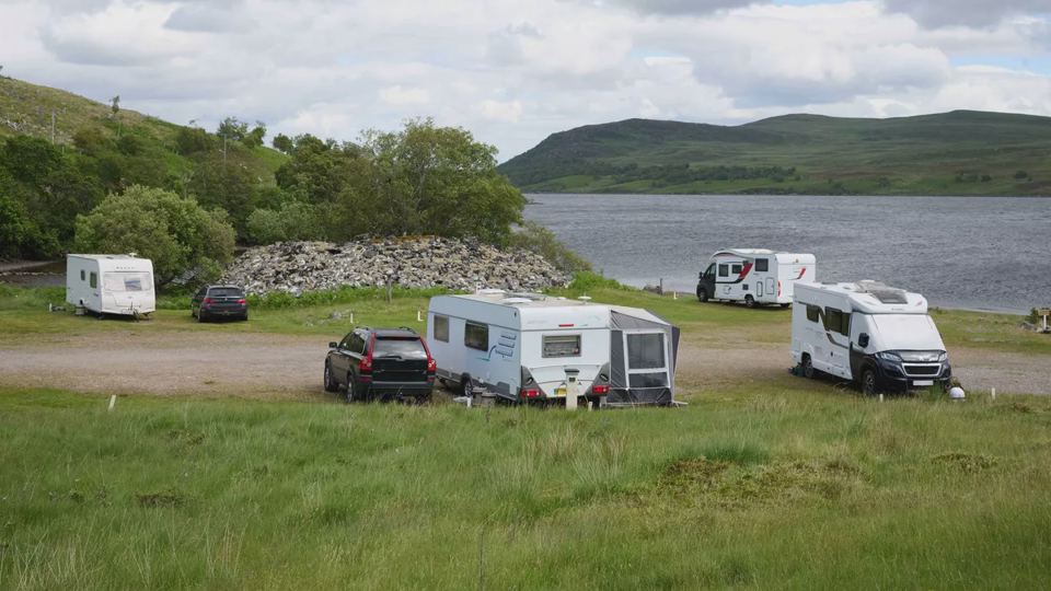 Caravans on the grass pitches