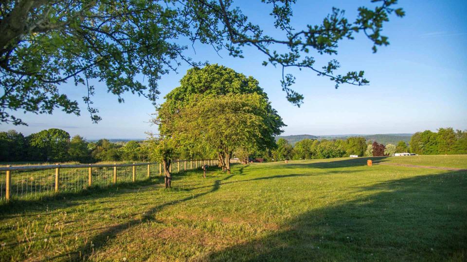 Grass field with countryside view