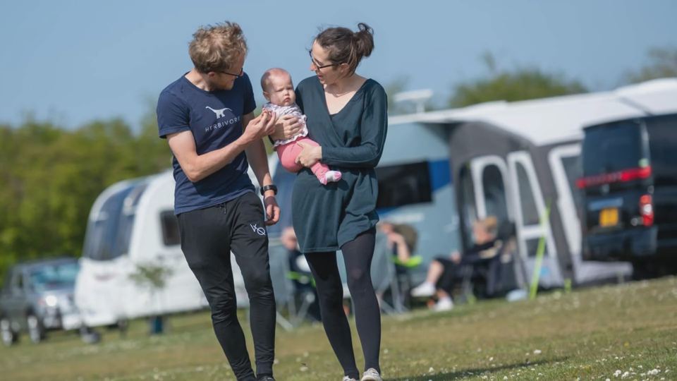 Caravans and awnings on the grass