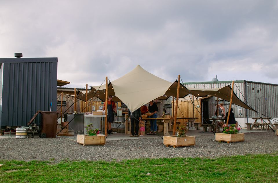 Bar and food area in the marquee