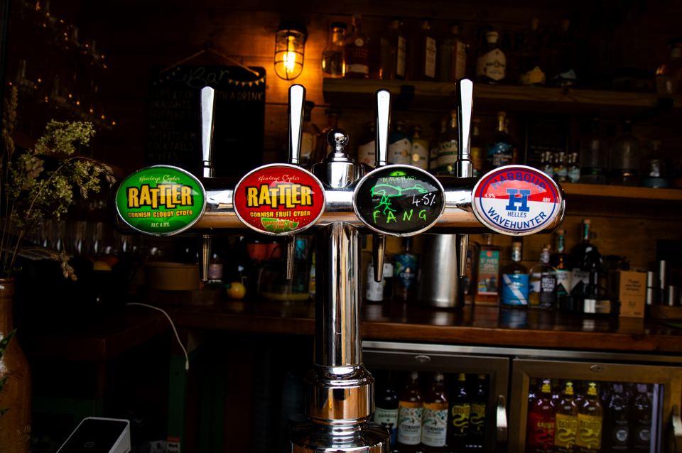 Beer taps at the bar