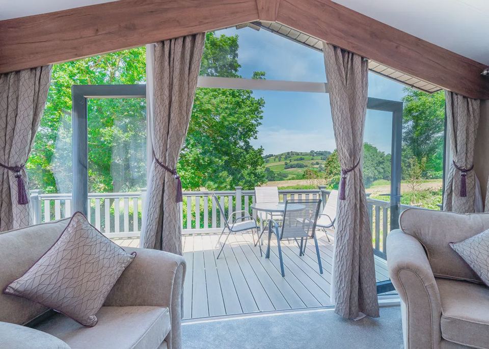 Lounge with doors onto decking