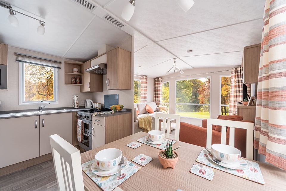 Caravan kitchen and dining