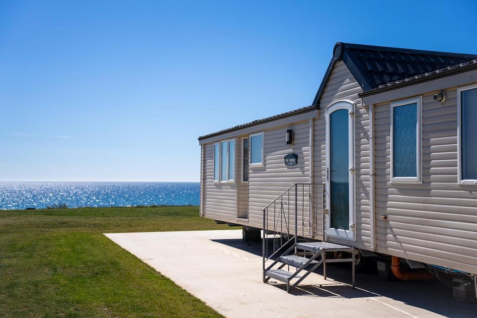 Static caravan by the sea