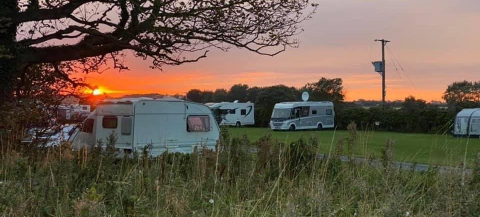 Caravans at sunset