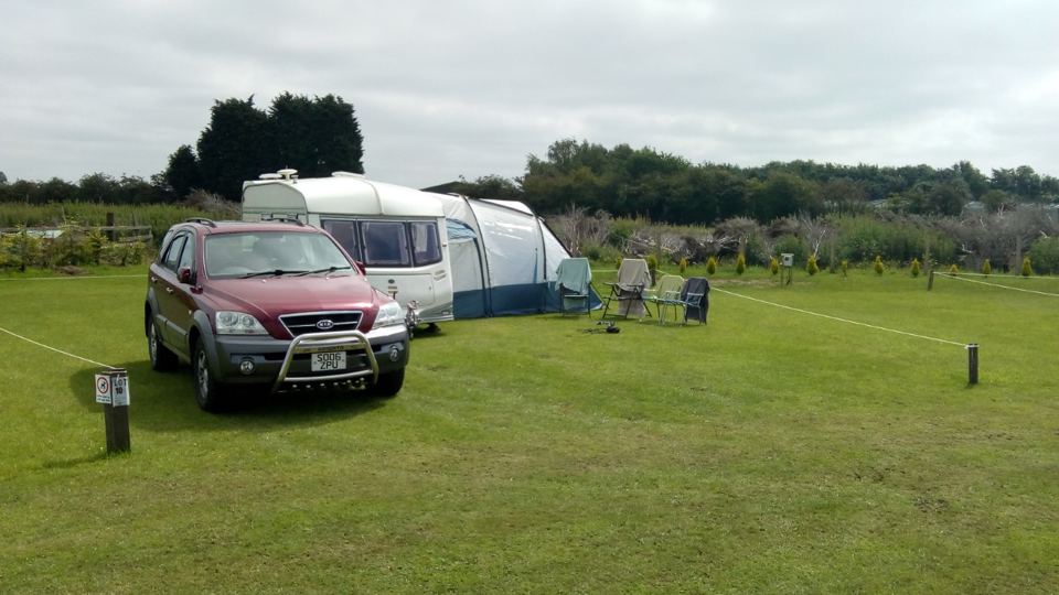 Caravan and awning on a pitch