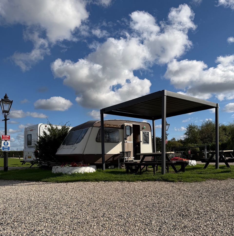 Caravan on a gravel hardstanding