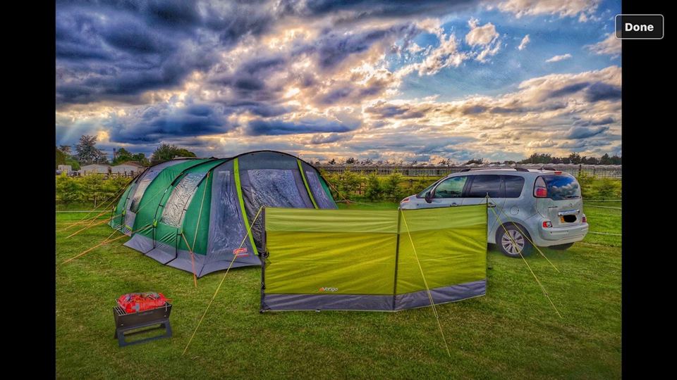 Tent, windbreak and fire basket