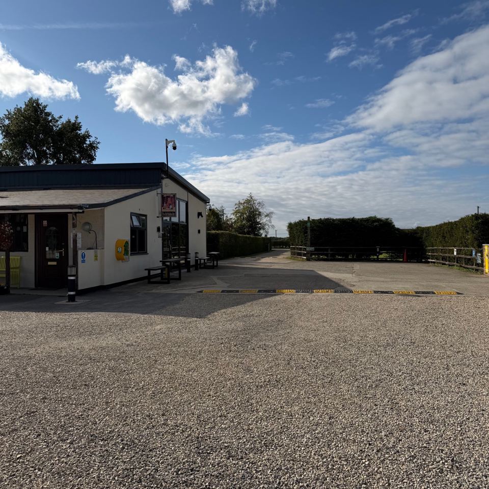Reception building and car park