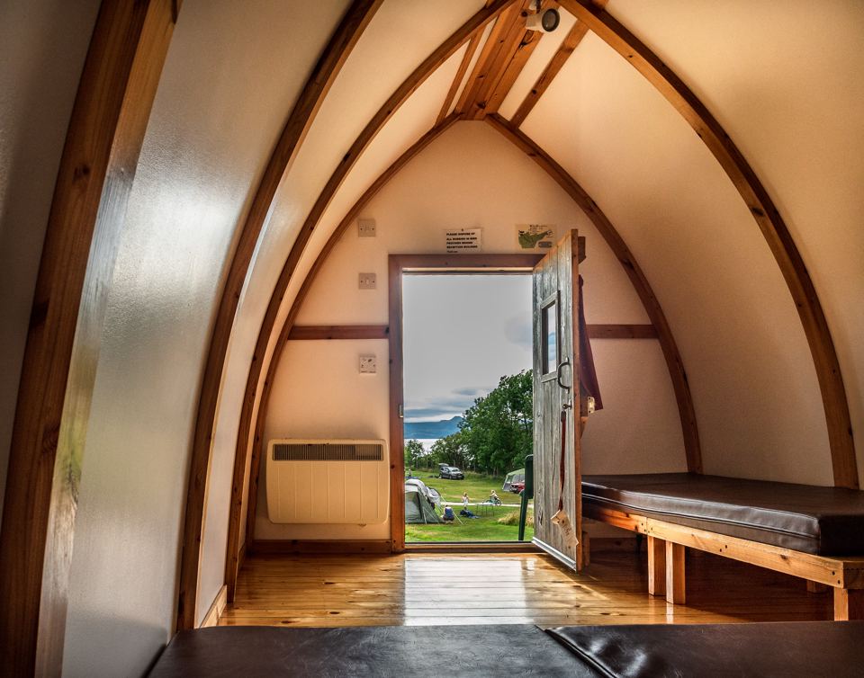 Inside a camping hut