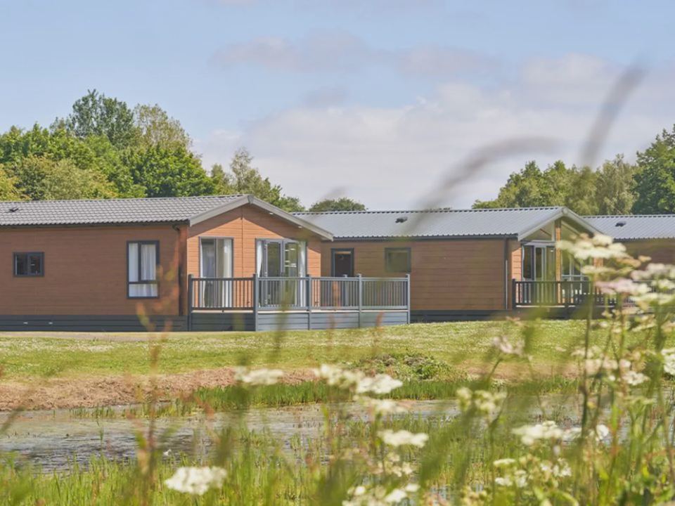 Lodge exterior by the water