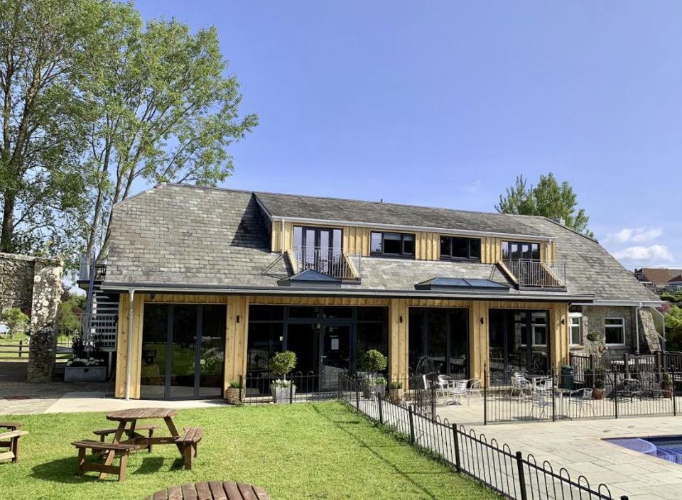 Cafe building and pool terrace