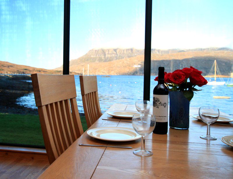 Dining table facing the loch