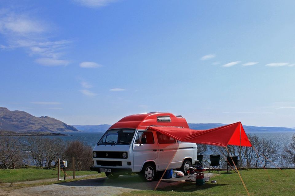 Campervan on a sea-view pitch