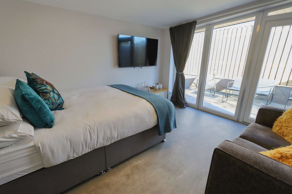 Double bed inside a pod