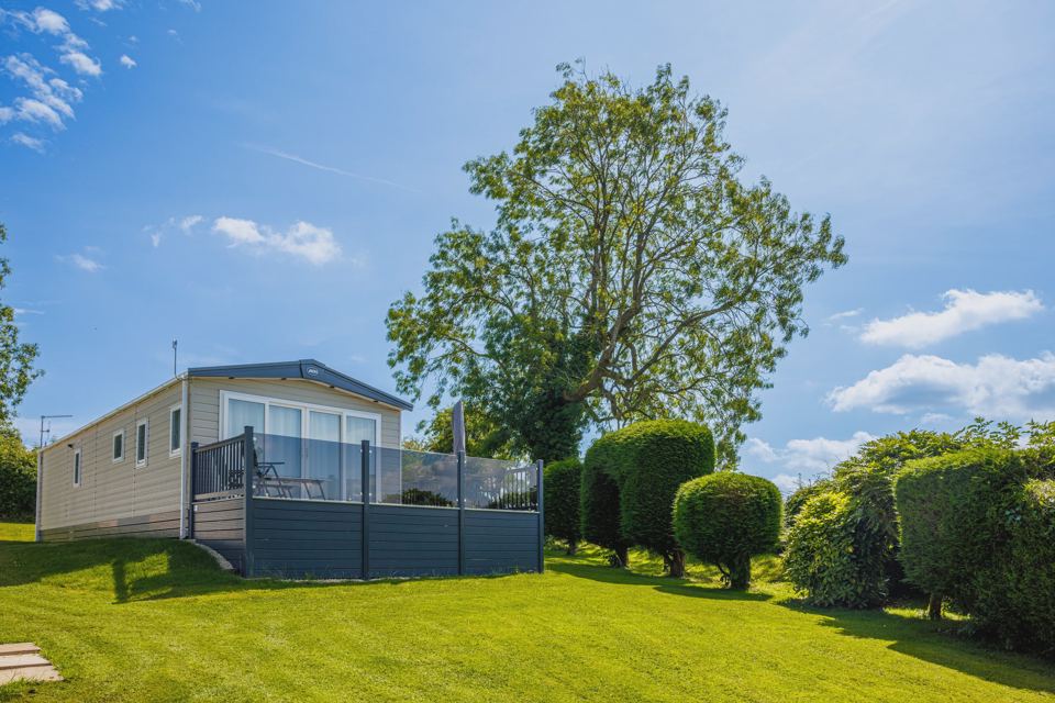 Caravan with decking