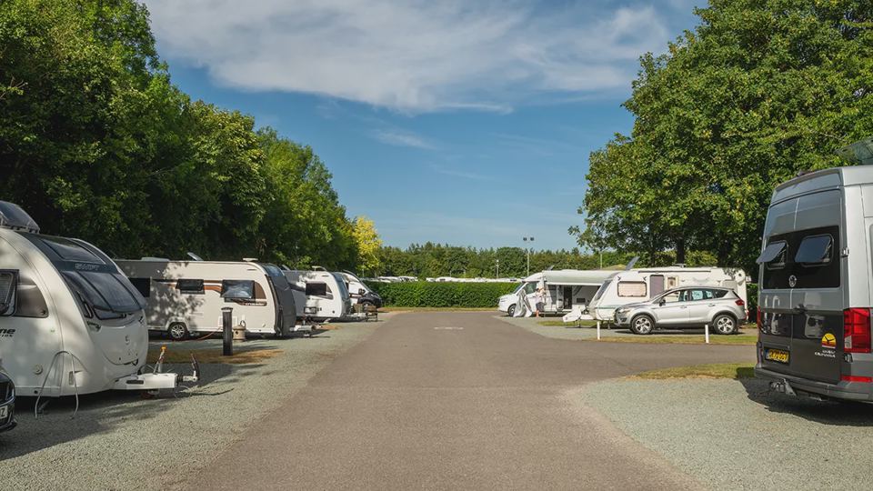 Hardstanding pitches along the road