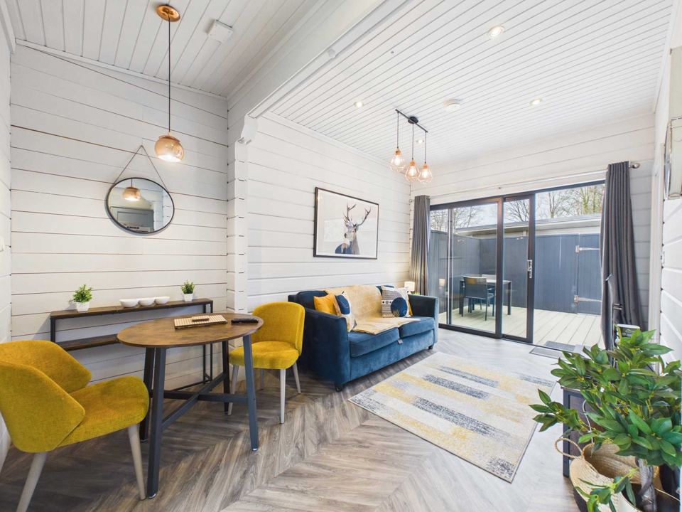 Inside a lodge lounge