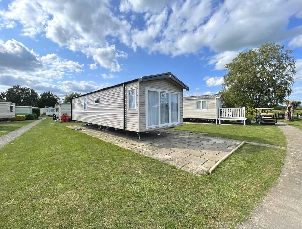 Caravan with paved patio