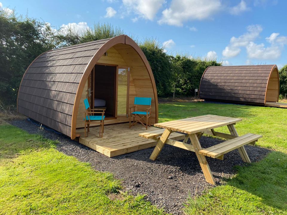 Pod with decking and table