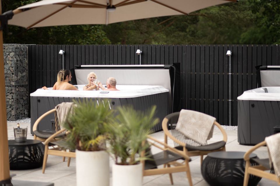 Hot tubs on a terrace