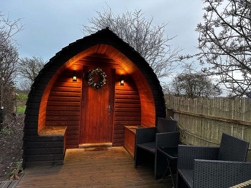Pod lit up in the evening
