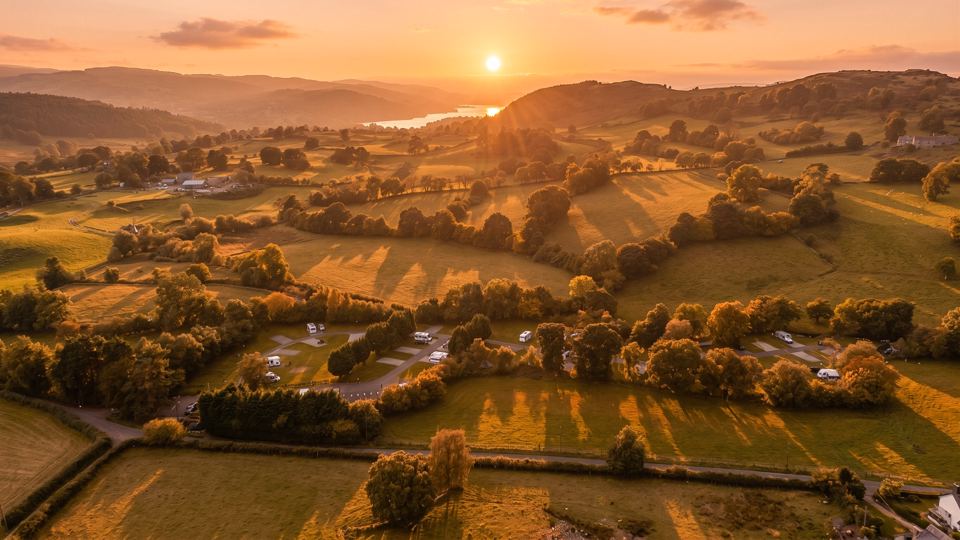 Site from above at sunset