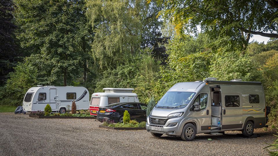 Tourers on gravel hardstanding