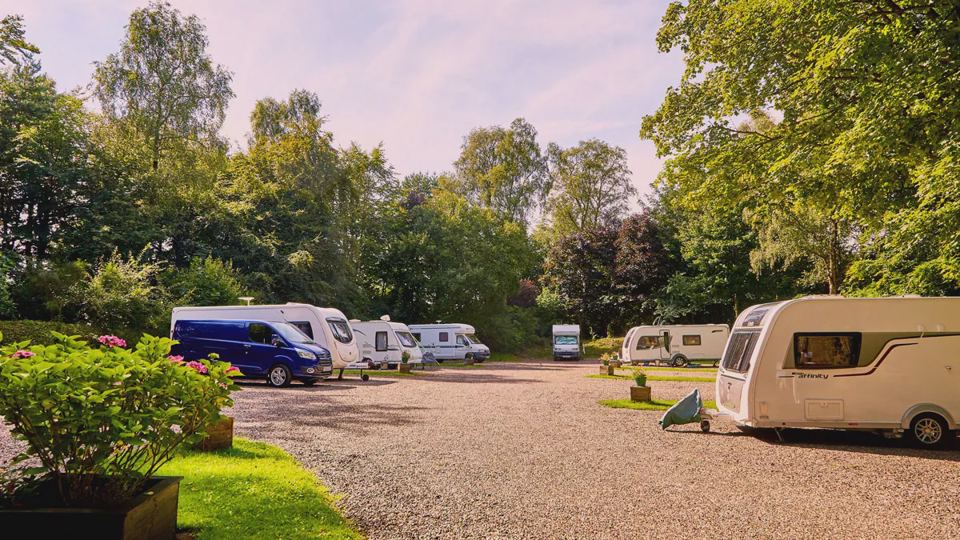 Gravel pitches and flower beds