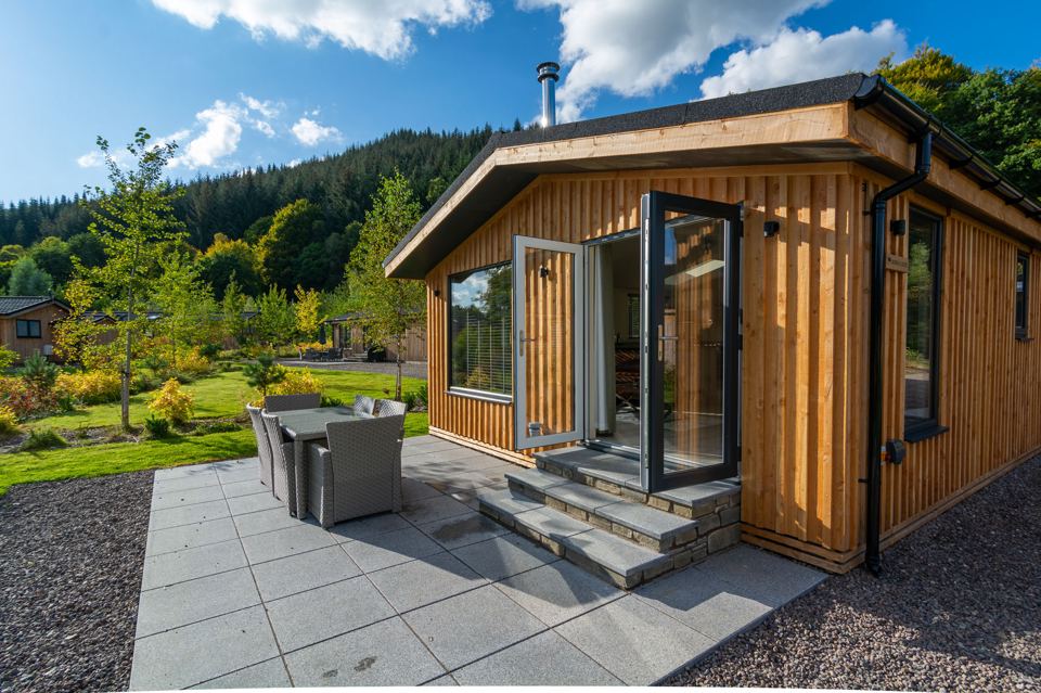 Timber lodge and patio