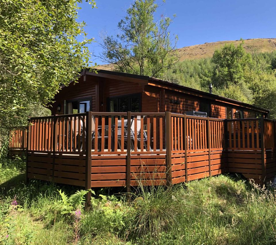 Timber lodge among the trees