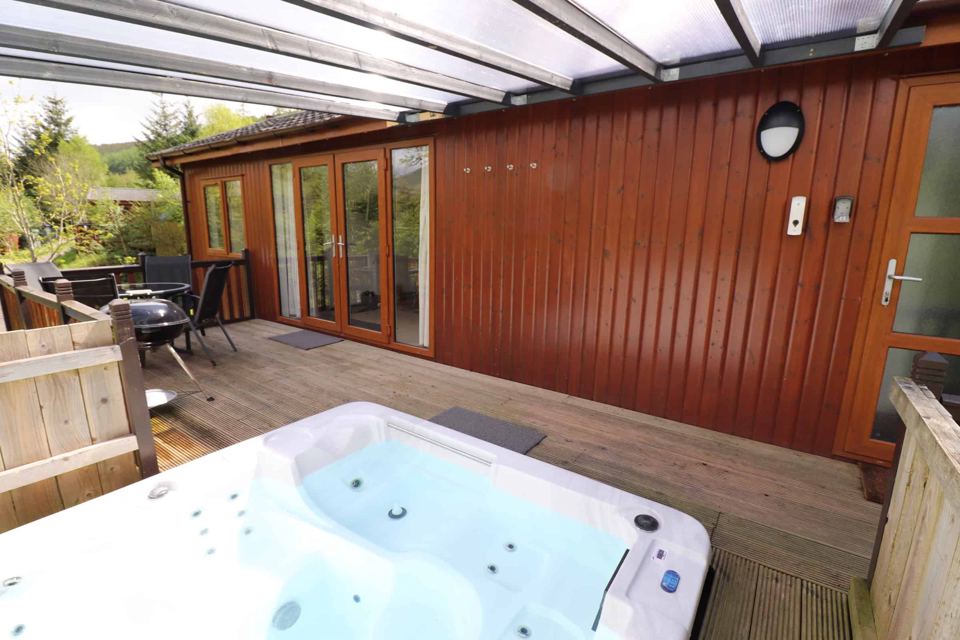 Covered hot tub deck